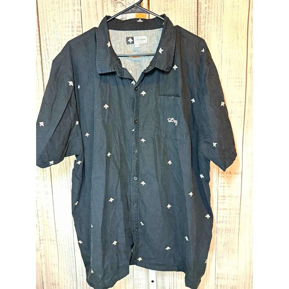 Lifted Research Group Men’s Button Up Shirt 3XL Black Logo Cotton Pockets